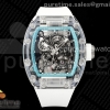 SONICF 리차드밀 RM055 트랜스페런트 블루스켈레톤다이얼 화이트러버스트랩  RM055 Transparent SONIC Best Edition Skeleton Blue Dial on White Nylon Strap Clone RMUL2