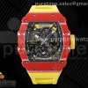 SONICF V2 리차드밀 RM035 레드카본케이스 스켈레톤다이얼 옐로우러버스트랩 RM035 Red Carbon SONIC Best Edition Skeleton Dial on Yellow Rubber Strap Clone RMUL2 V2