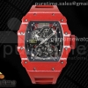 SONICF V2 리차드밀 RM035 레드카본케이스 스켈레톤다이얼 레드러버스트랩 RM035 Red Carbon SONIC Best Edition Skeleton Dial on Red Rubber Strap Clone RMUL2 V2