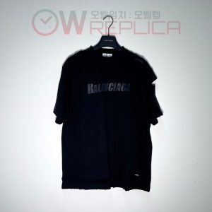 GOD공장 발렌시아가 22SS 레터링 프린팅 데미지 반팔 티셔츠