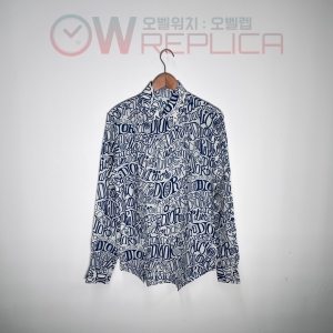 GOD공장 디올 X Stussy 쉬폰 풀 프린팅 네이비 셔츠