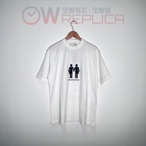 GOD공장 발렌시아가 파리2인 가슴프린트 화이트 발팔 티셔츠