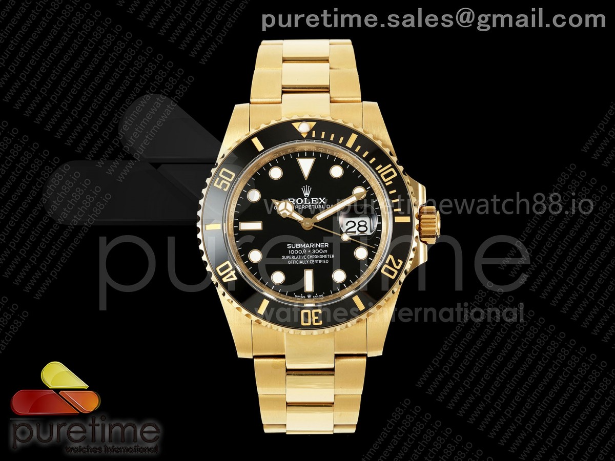QF 롤렉스 신형서브마리너 41미리 옐로우골드 블랙다이얼 스틸브레이슬릿 프리스프렁 Submariner 41mm 126618 LN Black Ceramic 904L Steel QF 1:1 Best Edition JH3235 Free Sprung