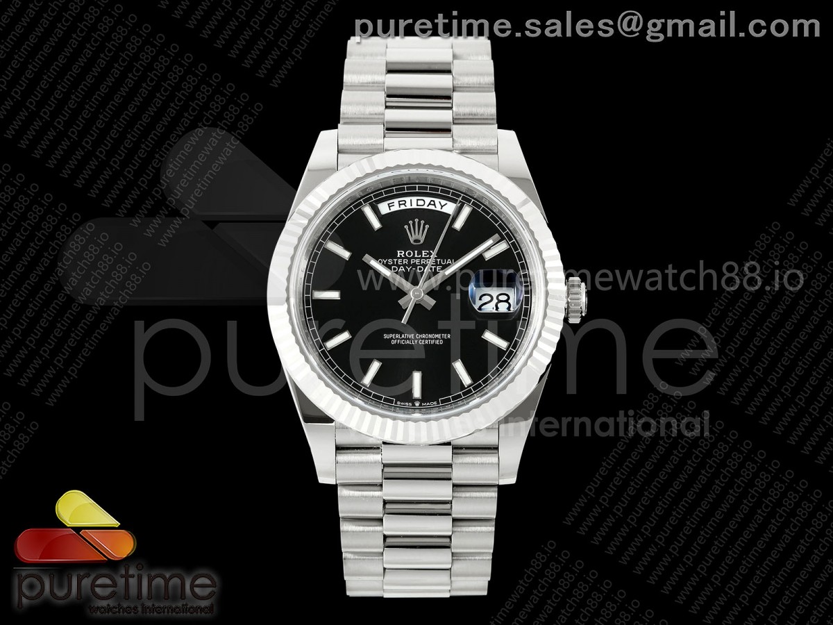 (NEW) VSF V2 롤렉스 데이데이트40 텅스텐(Cu-W) 블랙다이얼 스틸브레이슬릿 182g DayDate 40 228239 VSF 1:1 Best Edition Black Stick Dial on President Bracelet VS3255 V2