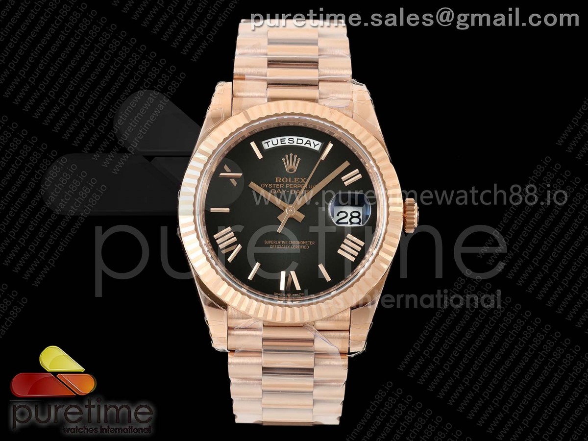 (NEW) VSF V2 롤렉스 데이데이트40 로즈골드 텅스텐(Cu-W) 그레이옴브레로만다이얼 스틸브레이슬릿 182g DayDate 40 228235 VSF 1:1 Best Edition Gray Ombre Roman Dial on President Bracelet VS3255 V2