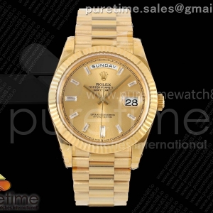 (NEW) VSF V2 롤렉스 데이데이트40 옐로우골드 텅스텐(Cu-W) 골드바게트다이얼 스틸브레이슬릿 182g DayDate 40 228238 VSF 1:1 Best Edition YG Crystal Dial on President Bracelet VS3255 V2