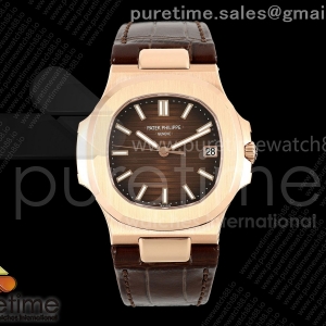 DDF 파텍필립 노틸러스 5711 로즈골드 텅스텐(Cu-W) 브라운다이얼 브라운가죽스트랩 DD330 Nautilus 5711 RG DDF 1:1 Best Edition Brown Dial on Brown Leather Strap DD330 Super Clone (Weighted)