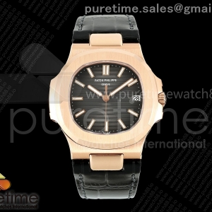 DDF 파텍필립 노틸러스 5711 로즈골드 텅스텐(Cu-W) 그레이다이얼 블랙가죽스트랩 Nautilus 5711 RG DDF 1:1 Best Edition Gray Dial on Black Leather Strap DD324 Super Clone (Weighted)
