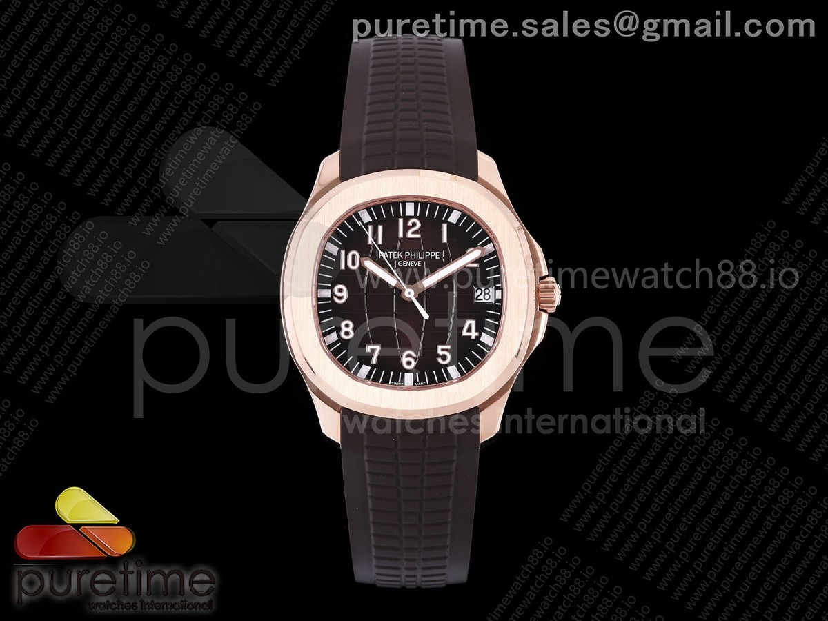 DDF V2 파텍필립 아쿠아넛 5167 로즈골드 텅스텐(Cu-W) 브라운다이얼 브라운러버스트랩 (SW Dial) 116g Aquanaut 5167 RG DDF 1:1 Best Edition Brown Dial on Brown Rubber Strap DD324 Super Clone (Weighted) V2