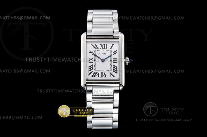 F1F 까르띠에 탱크머스트 라지 25.5미리 화이트다이얼 스틸브레이슬릿 Cartier Tank Must Large Blk SS/SS White F1F Swiss Qtz