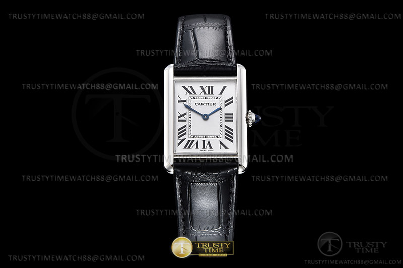 F1F 까르띠에 탱크머스트 라지 25.5미리 화이트다이얼 악어무늬가죽스트랩 Cartier Tank Must Large Blk SS/LE White F1F Sw Qtz