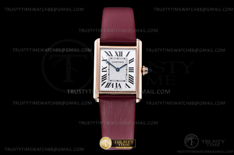 F1F 까르띠에 탱크머스트 로즈골드 라지 25.5미리 화이트다이얼 (2가죽스트랩) Cartier Tank Must Lrg RG/LE Wht F1F Sw Qtz