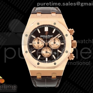 APWF 오데마피게 로얄오크 크로노 26331 로즈골드 브라운/로골다이얼 브라운가죽스트랩 Royal Oak Chrono 26331 RG APWF 1:1 Best Edition Brown/RG Dial on Brown Leather Strap A2385