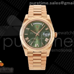 RCF 롤렉스 데이데이트40 로즈골드 텅스텐(Cu-W) 그린로만다이얼 스틸브레이슬릿 210g Day Date 40 RG RCF 1:1 Best Edition Green Roman Dial on President Bracelet VR3255
