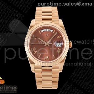 RCF 롤렉스 데이데이트40 로즈골드 텅스텐(Cu-W) 브라운로만다이얼 스틸브레이슬릿 210g Day Date 40 RG RCF 1:1 Best Edition Brown Roman Dial on President Bracelet VR3255