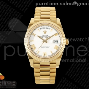 RCF 롤렉스 데이데이트40 옐로우골드 텅스텐(Cu-W) 화이트로만다이얼 스틸브레이슬릿 210g Day Date 40 YG RCF 1:1 Best Edition White Roman Dial on President Bracelet VR3255