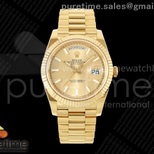 RCF 롤렉스 데이데이트40 옐로우골드 텅스텐(Cu-W) 골드다이얼 스틸브레이슬릿 210g Day Date 40 YG RCF 1:1 Best Edition YG Stick Dial on President Bracelet VR3255