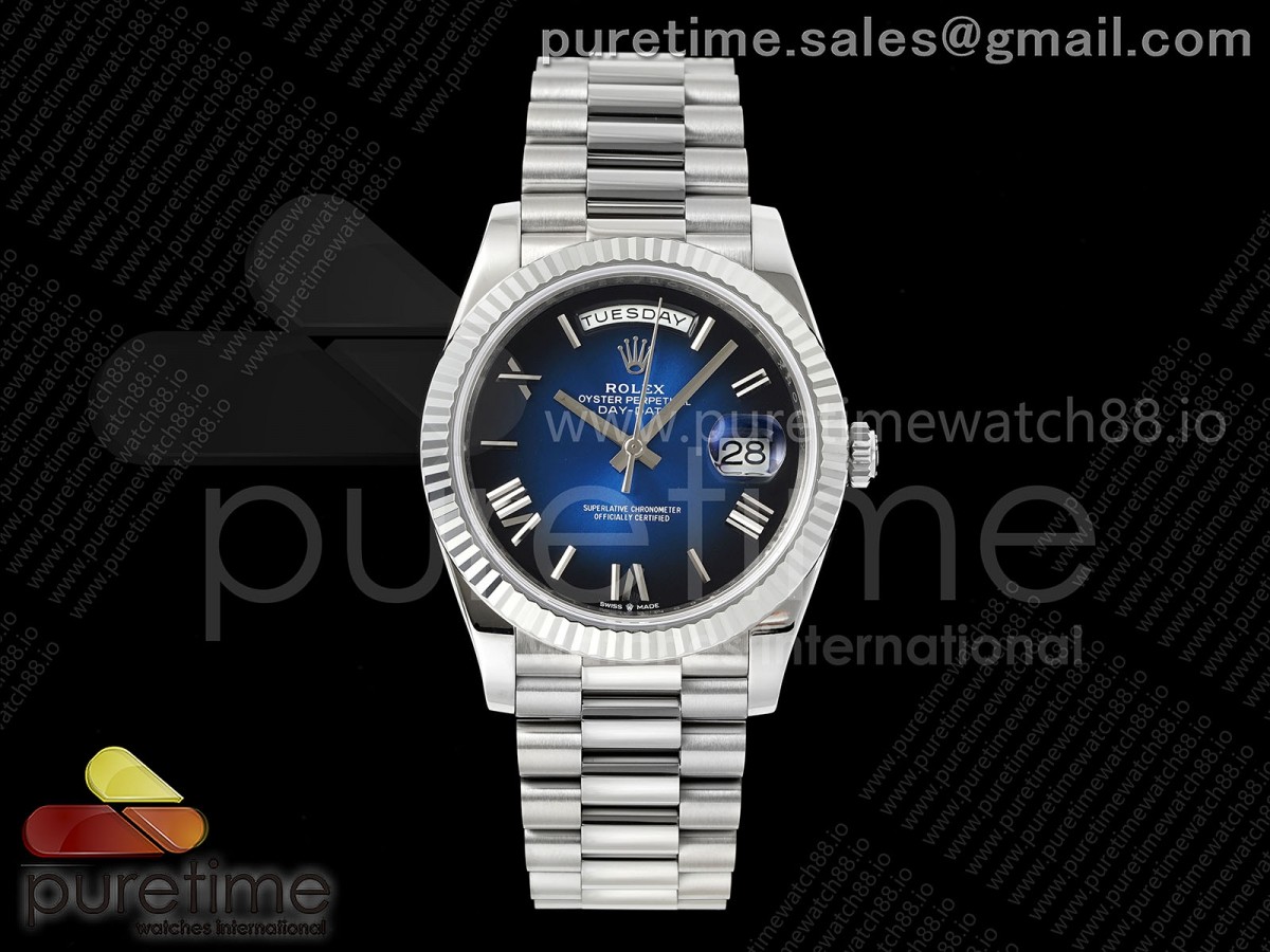 RGF 롤렉스 데이데이트40 텅스텐(Cu-W) 블루옴브레로만다이얼 스틸브레이슬릿 210g  Day Date 40 SS RGF 1:1 Best Edition Blue Ombre Roman Dial on President Bracelet VR3255