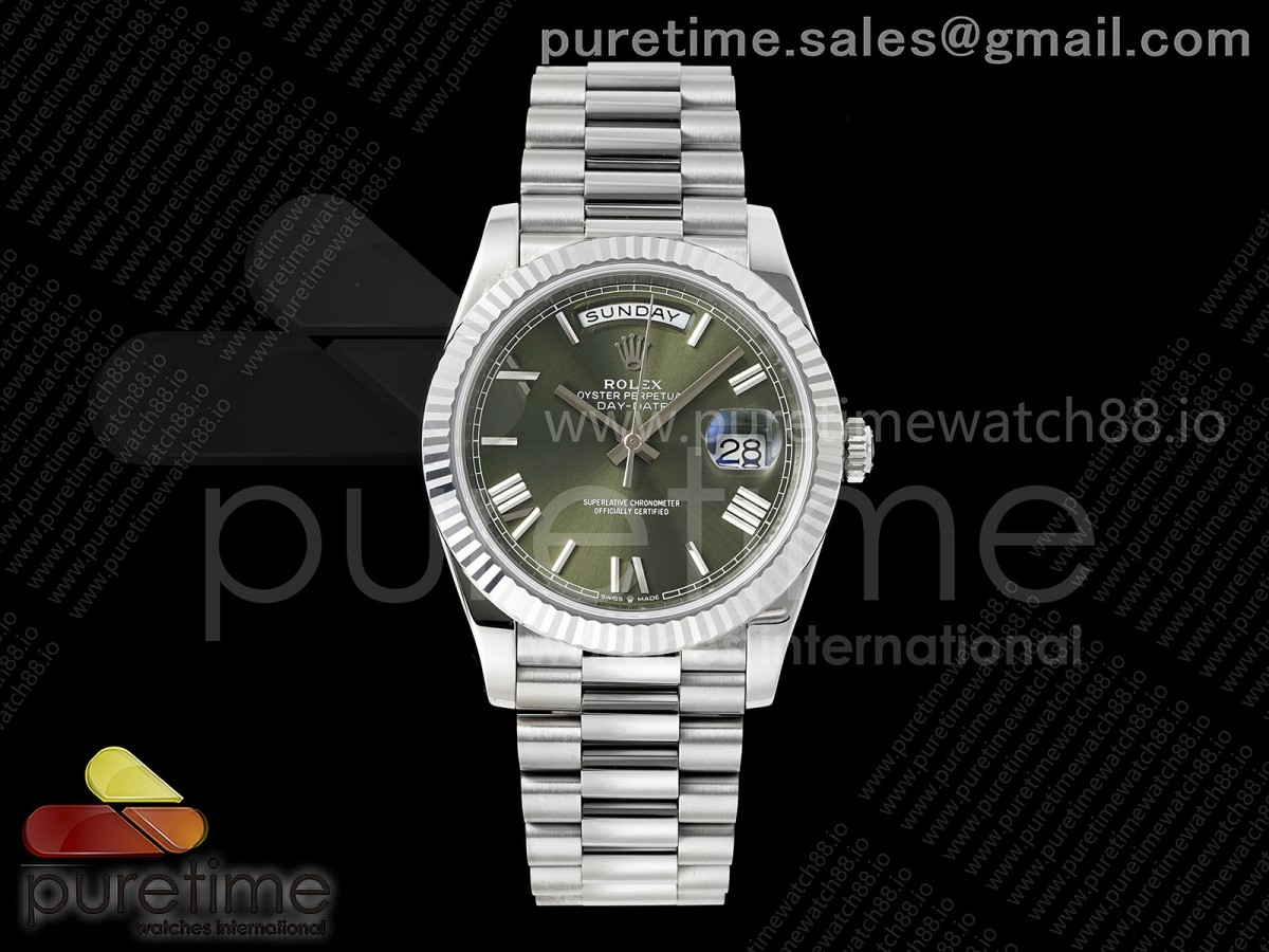 RGF 롤렉스 데이데이트40 텅스텐(Cu-W) 그린로만다이얼 스틸브레이슬릿 210g Day Date 40 SS RGF 1:1 Best Edition Green Roman Dial on President Bracelet VR3255