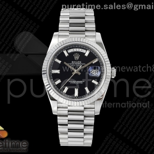 RGF 롤렉스 데이데이트40 텅스텐(Cu-W) 블랙바게트다이얼 스틸브레이슬릿 210g Day Date 40 SS RGF 1:1 Best Edition Black Stick Dial on President Bracelet VR3255