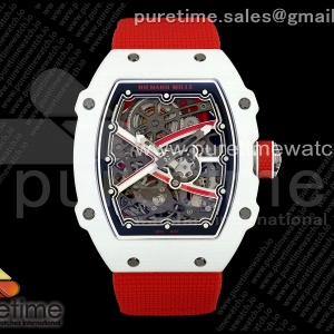 Umi Maker's V2 리차드밀 RM67-02 화이트NPTP 샤를 화이트스켈레톤다이얼 레드나일론스트랩 Umi Maker's RM67-02 White NTPT Charles Red/White Skeleton Dial on Nylon strap CRMA7 Clone V2