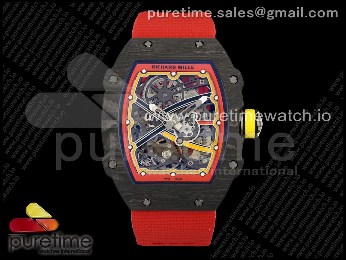 Umi Maker's V2 리차드밀 RM67-02 블랙NPTP 알렉산더 레드/옐로우스켈레톤다이얼 레드나일론스트랩 Umi Maker's RM67-02 Black NTPT Alexander Black/Red/Yellow Skeleton Dial on Nylon strap CRMA7 Clone V2