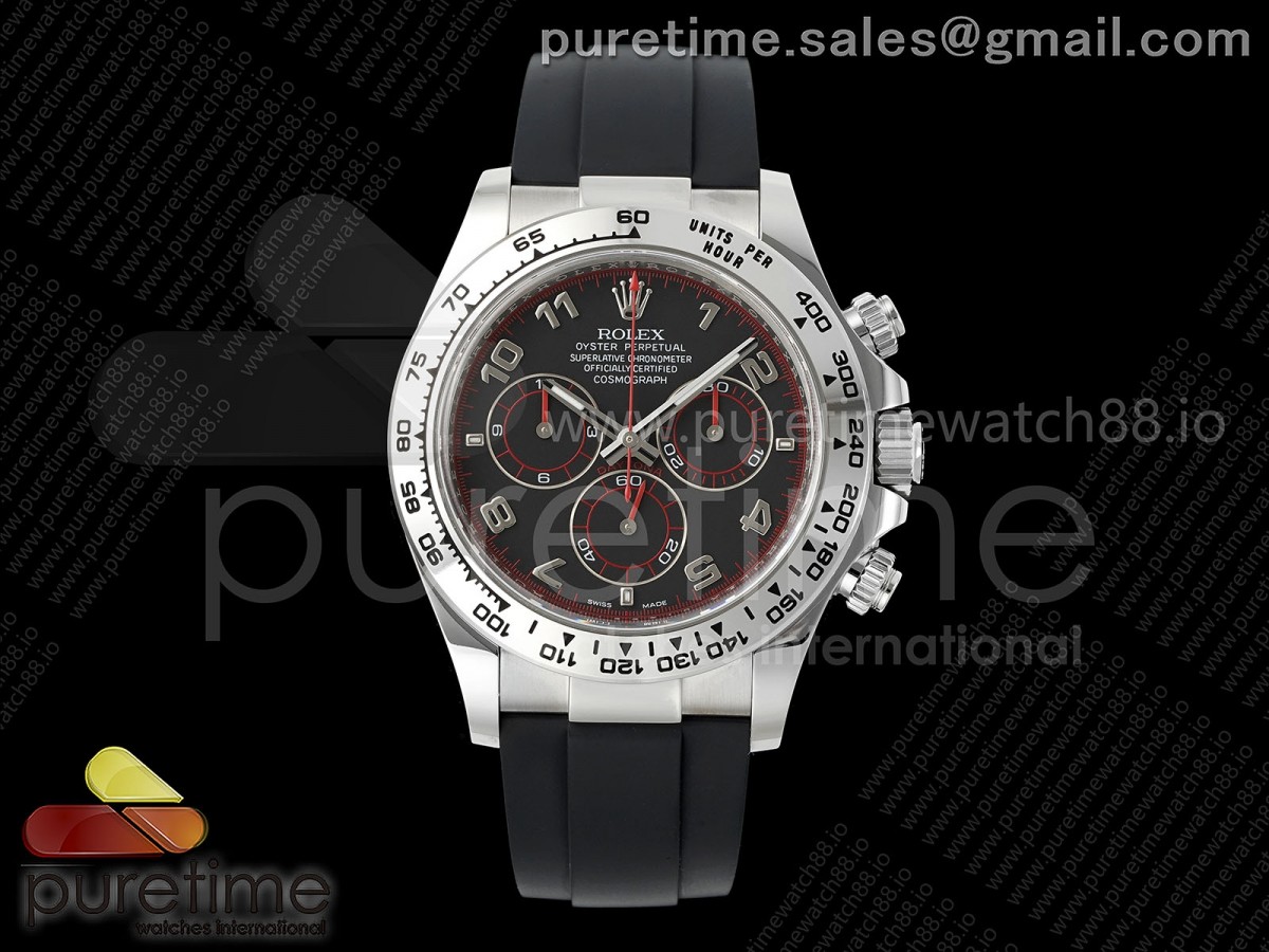 VF 롤렉스 데이토나 블랙아라빅레이싱다이얼 블랙러버스트랩 Daytona 116519 VF 1:1 Best Edition 904L SS Case and Bracelet Black Numeral Racing Dial on Oysterflex DD4130